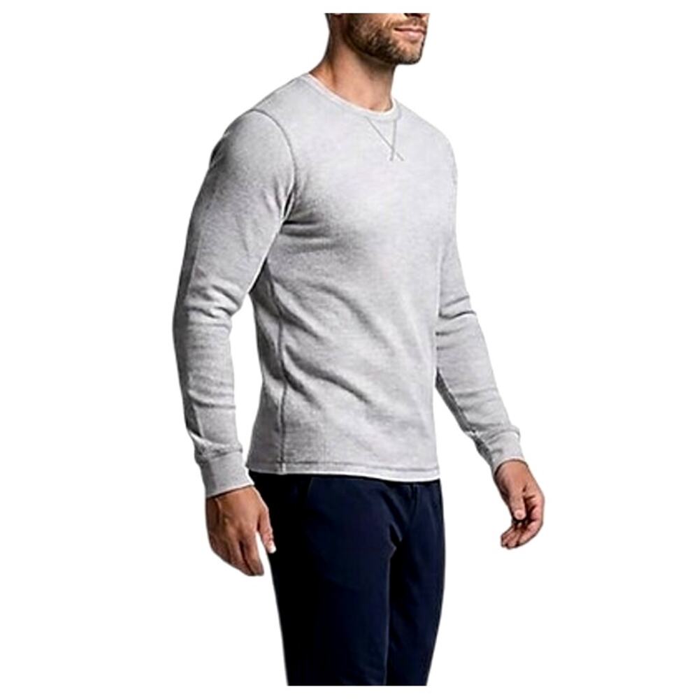 Magellan Outdoors Men's Large Grey Thermal Waffle Long Sleeve Crew Baselayer Top